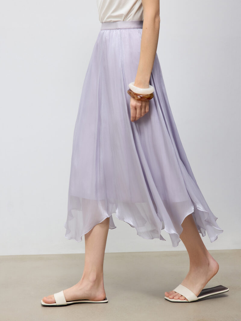 Glossy Irregular A-Line Tulle Skirt for Women - Image 3