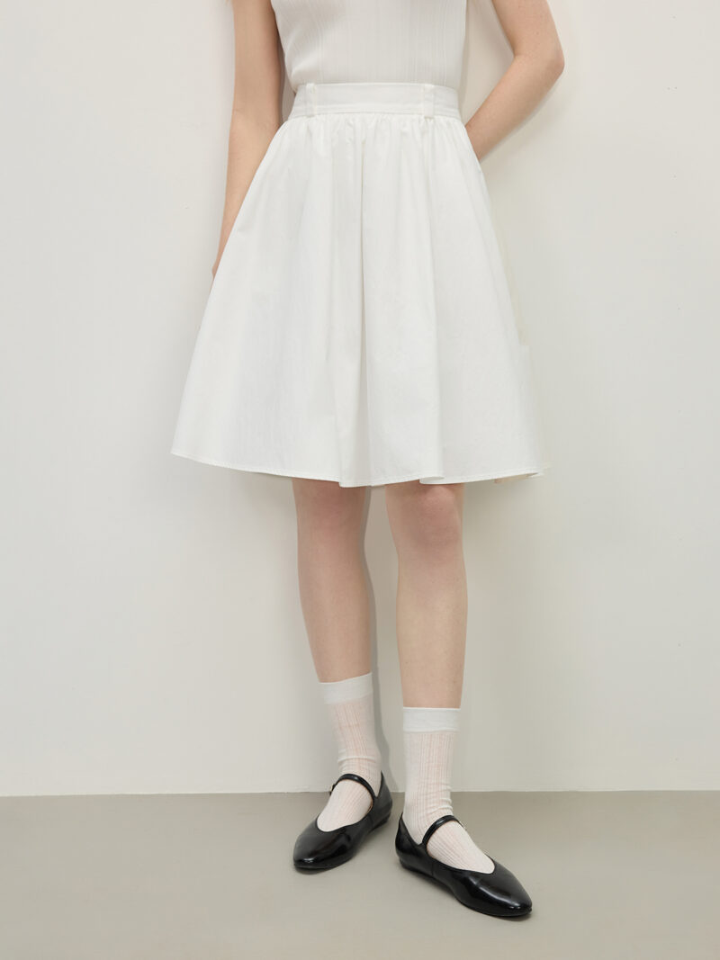 Elegant A-Line White Cotton Skirt for Women - Image 2