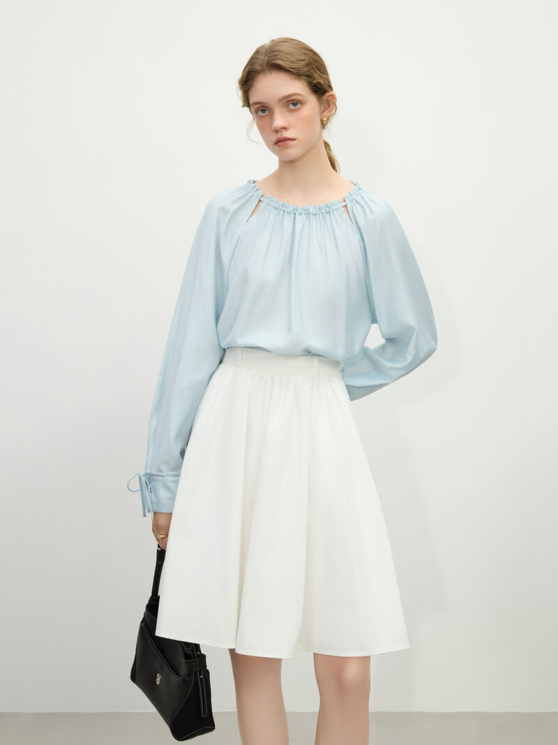 Elegant A-Line White Cotton Skirt for Women - Image 4