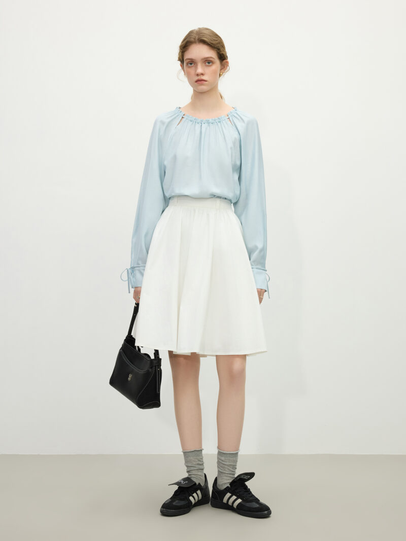 Elegant A-Line White Cotton Skirt for Women - Image 3