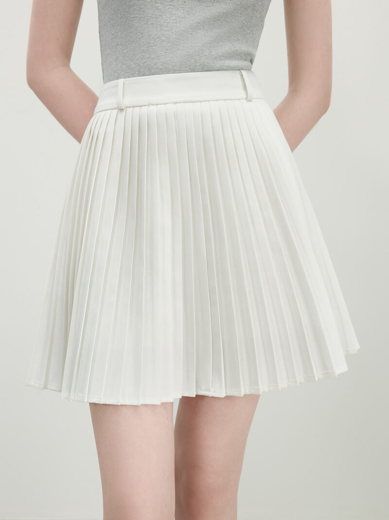 Elegant White Wool-Blend A-Line Mini Skirt for Summer Office & Chic Looks - Image 3