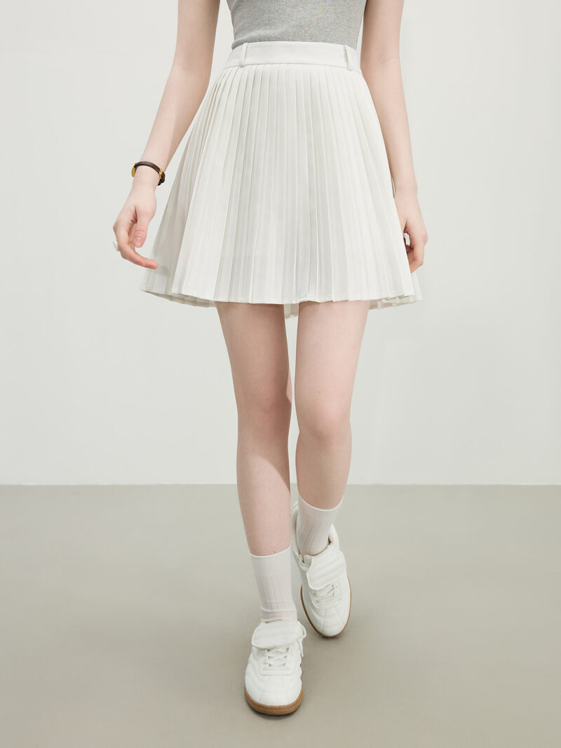 Elegant White Wool-Blend A-Line Mini Skirt for Summer Office & Chic Looks - Image 2