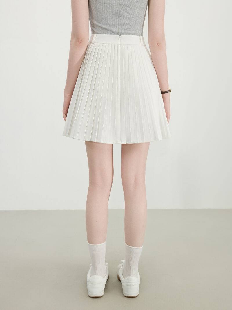 Elegant White Wool-Blend A-Line Mini Skirt for Summer Office & Chic Looks - Image 5