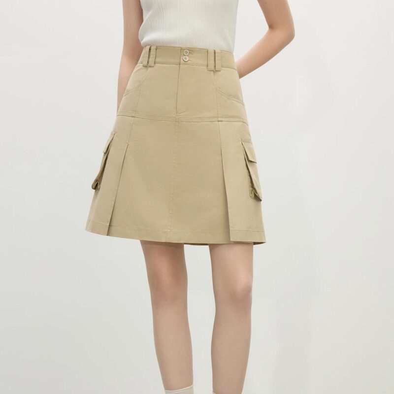 Minimalist A-Line Khaki Skirt