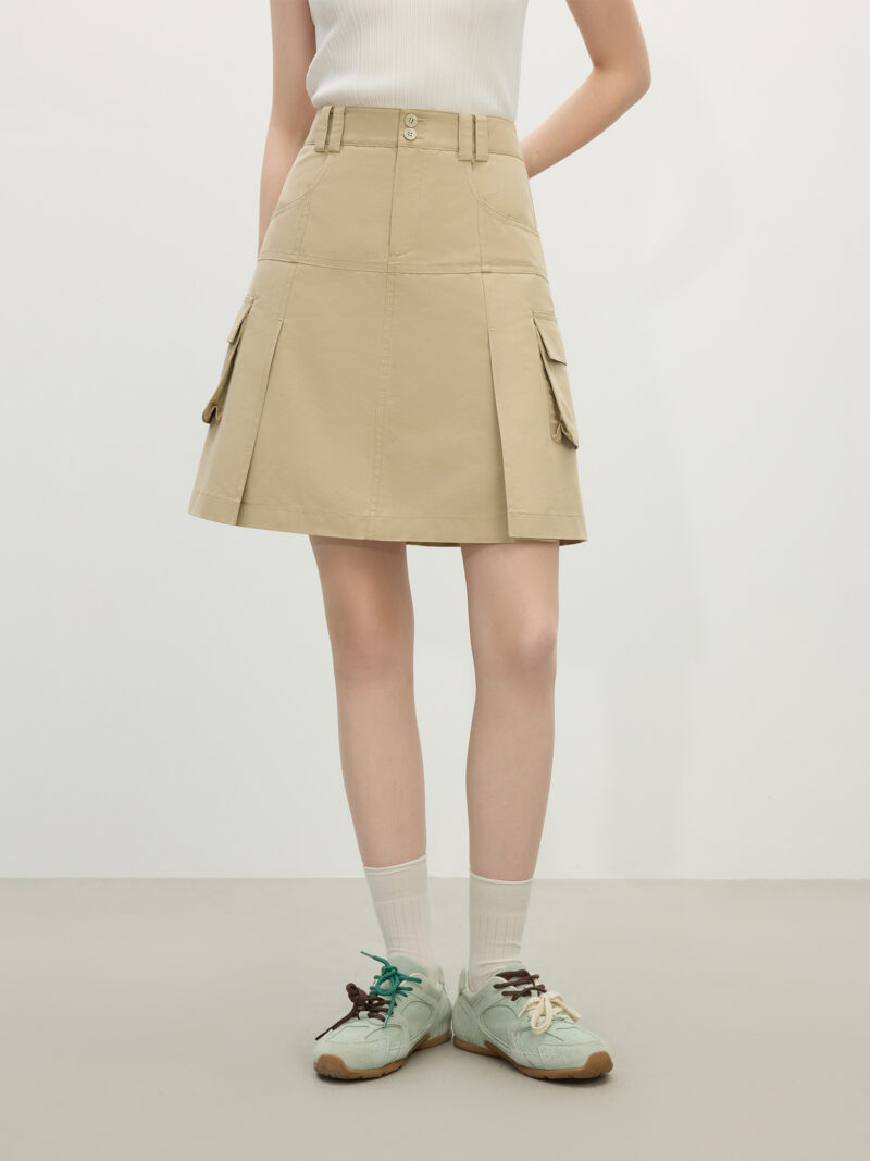 Minimalist A-Line Khaki Skirt - Image 2