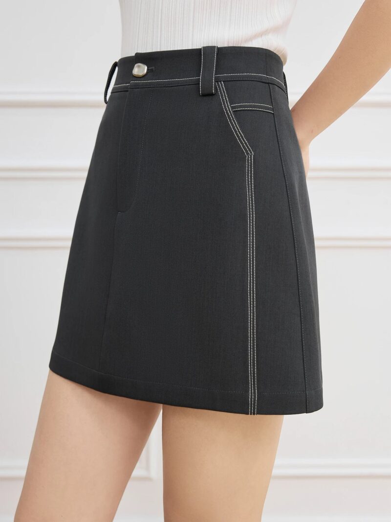 Grey A-Line Mini Skirt for Women - Image 5