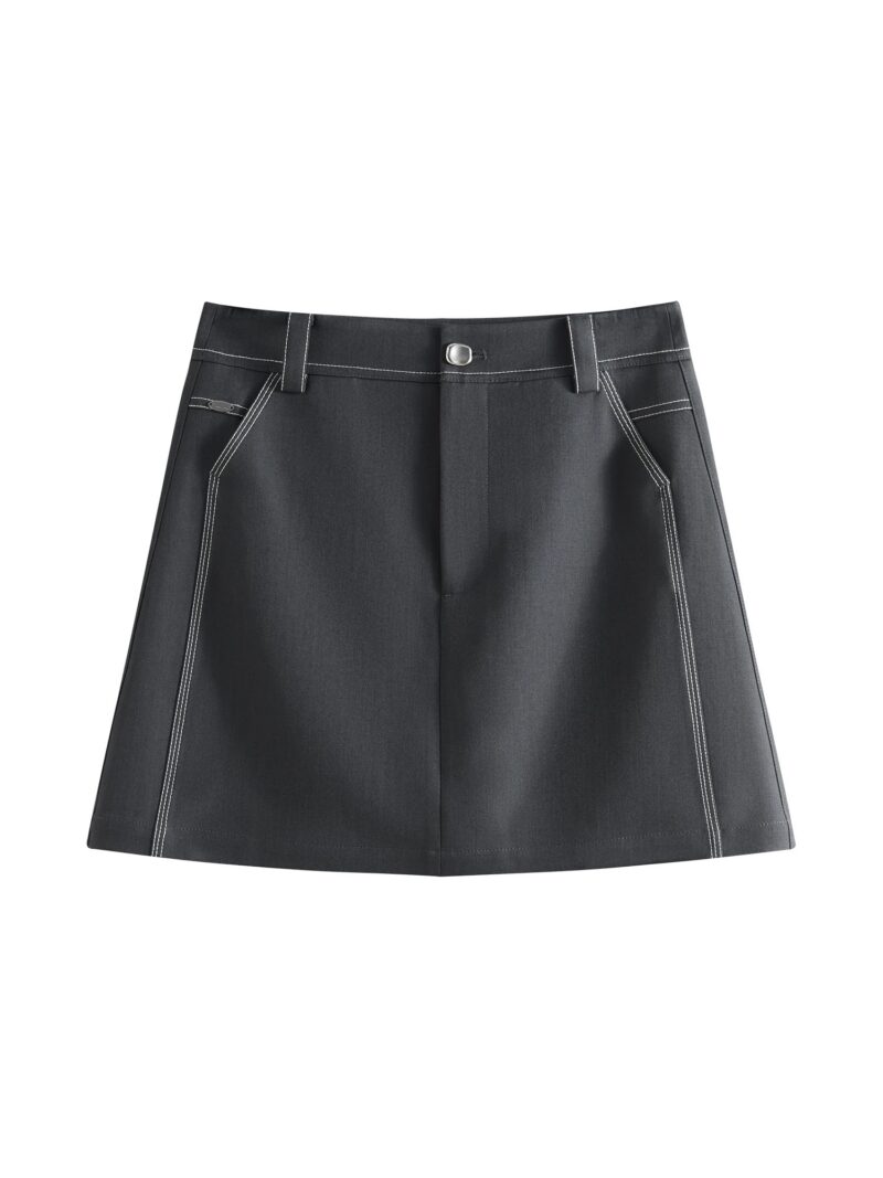 Grey A-Line Mini Skirt for Women - Image 6