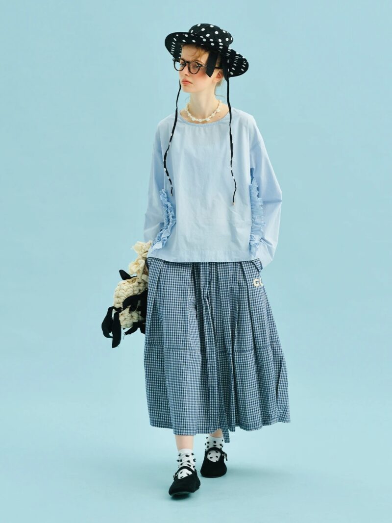 Summer Washed Plaid Cotton A-Line Skirt with Pockets - Image 4