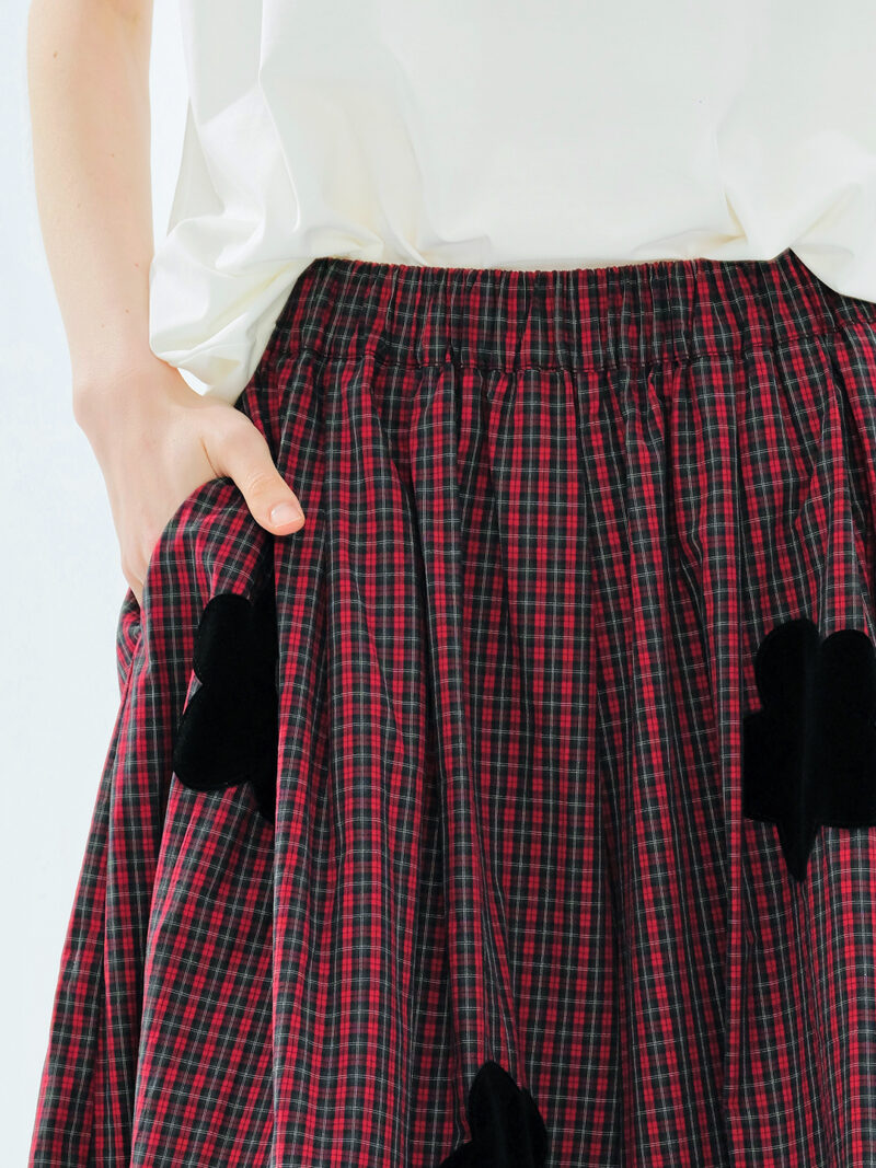 Red Checkered Wide-Leg Pants for Women - Image 5