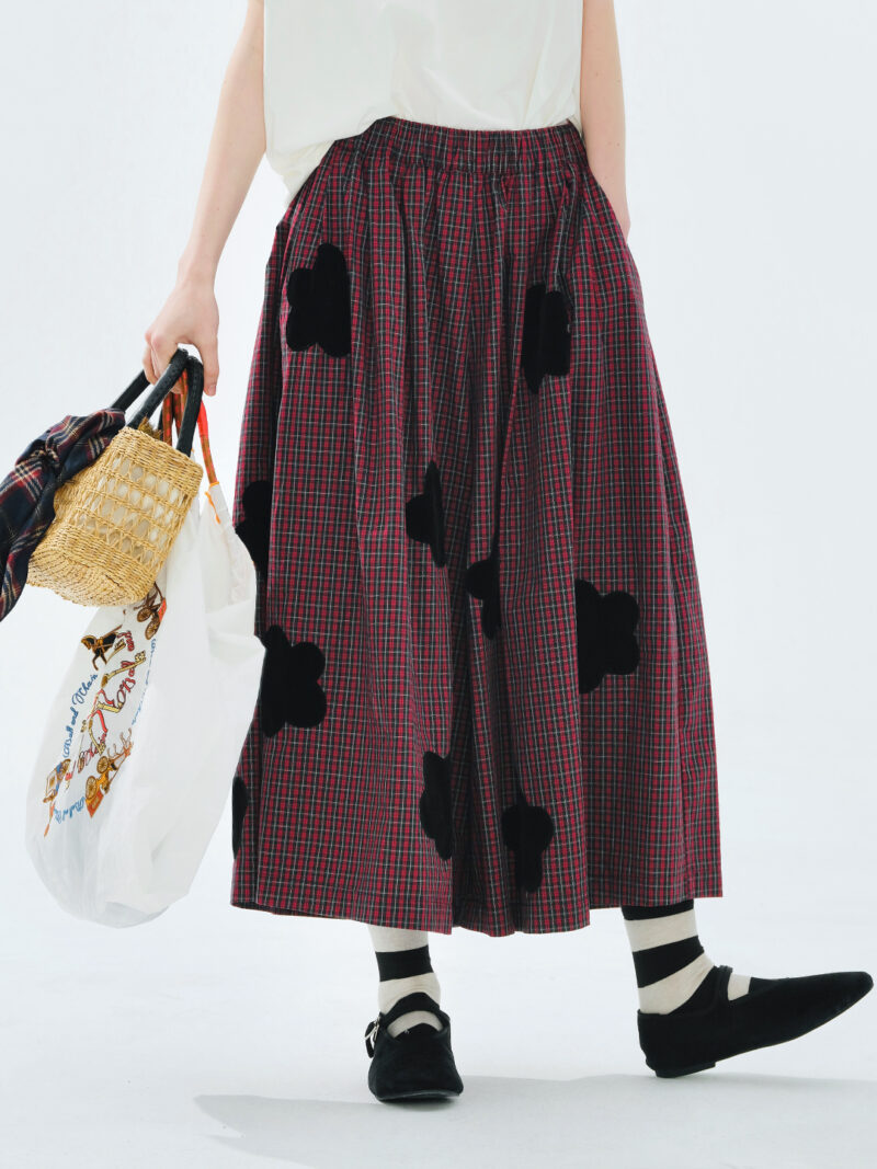 Red Checkered Wide-Leg Pants for Women - Image 2