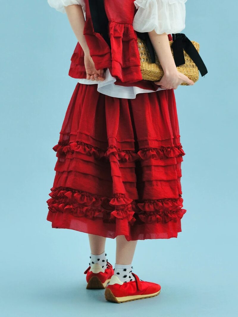 Summer A-Line Lace Layered Skirt - Image 4