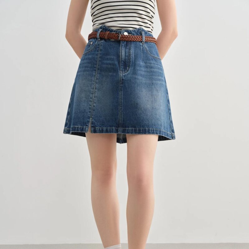 Plus-Size Women's Casual A-Line Denim Mini Skirt – Summer 2025 Fashion