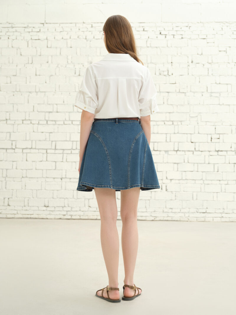 Plus Size High-Waisted Denim A-Line Mini Skirt - Image 5