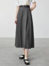 Autumn Pleated A-Line Long Skirt for Women - Casual Comfort Mid-Calf Skirt