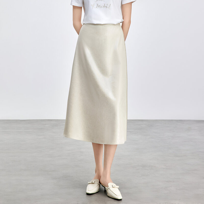 Elegant A-Line Office Skirt for Women – Mid-Calf Slit Business Skirt - Image 3
