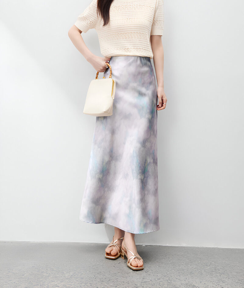 Elegant Summer Mermaid Midi Skirt – High Waist Printed A-Line Style - Image 3