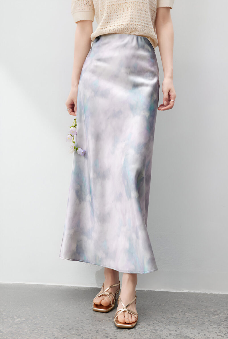 Elegant Summer Mermaid Midi Skirt – High Waist Printed A-Line Style - Image 5