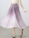 Elegant Gradient A-Line Midi Skirt for Women – Summer High Waist Office Style