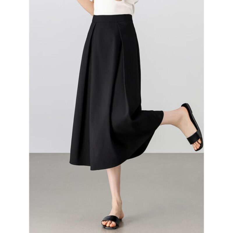 Elegant High Waist A-Line Skirt - Image 2