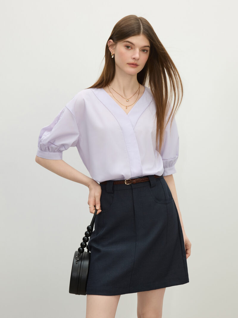 Summer V-Neck Linen Blend Shirt for Women - Image 7