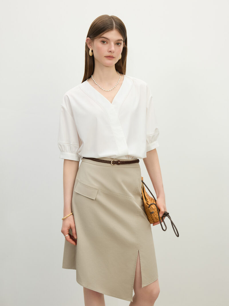 Summer V-Neck Linen Blend Shirt for Women - Image 3