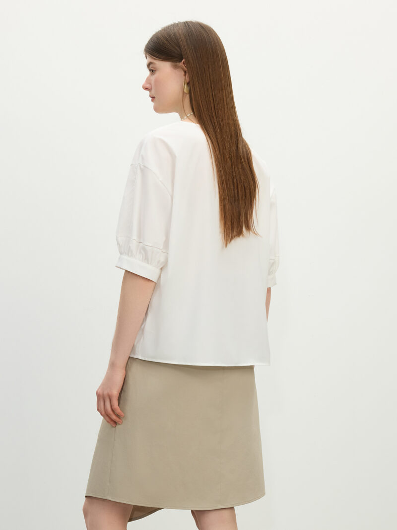 Summer V-Neck Linen Blend Shirt for Women - Image 4