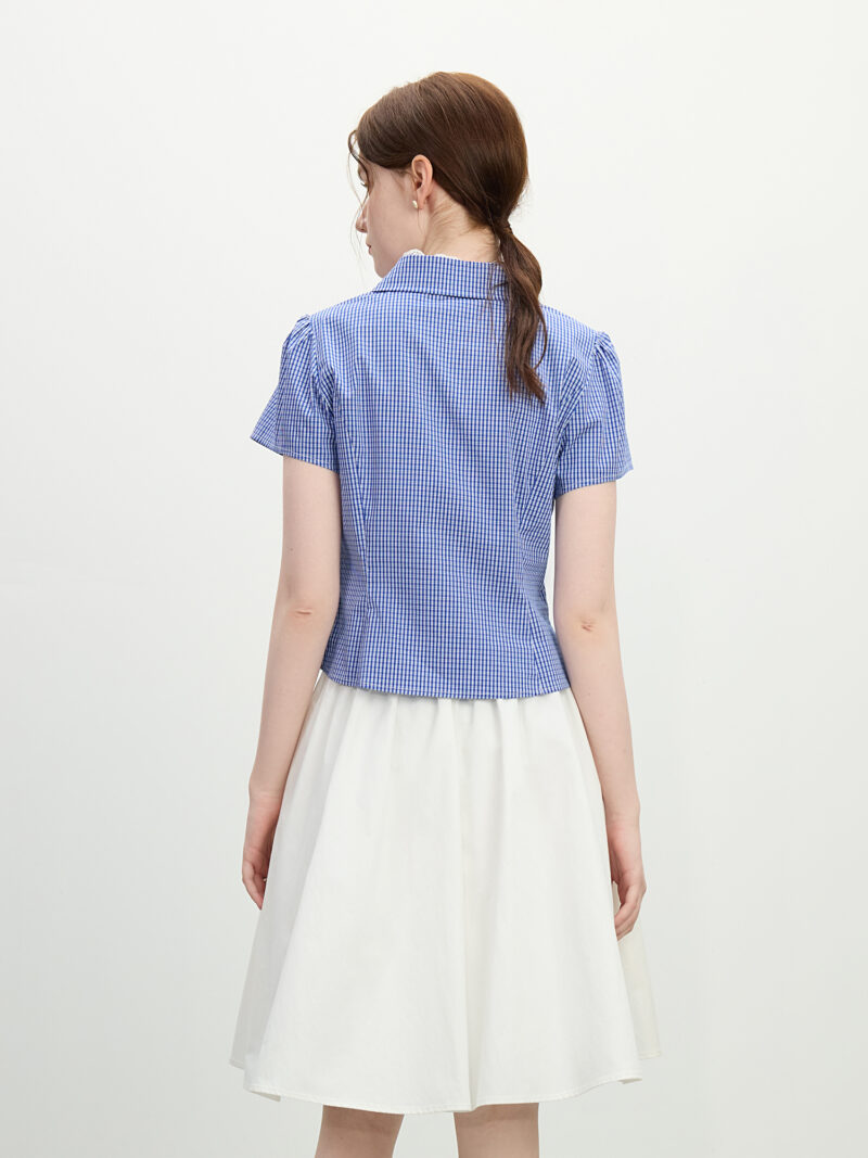 Summer Lace Layered Collar Slim Fit V-Neck Blouse - Image 5