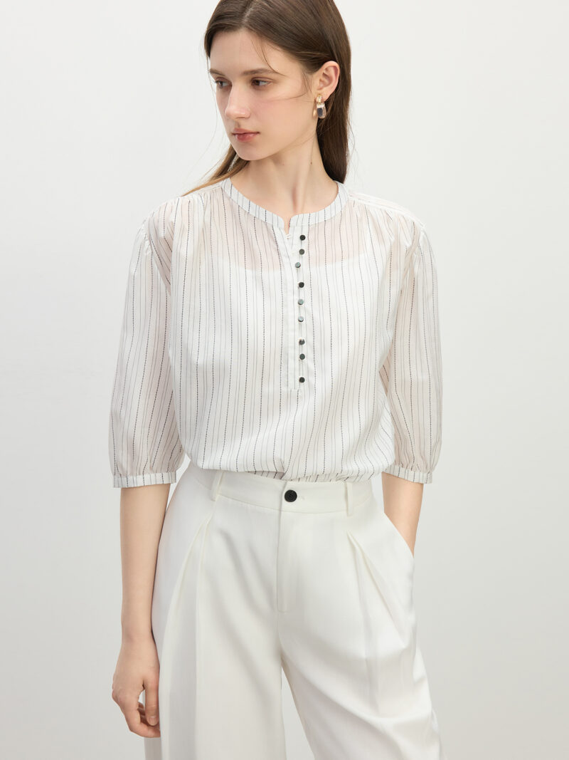 Summer Striped Short Sleeve Button-Down Shirt – Casual Lightweight Fit - Image 4