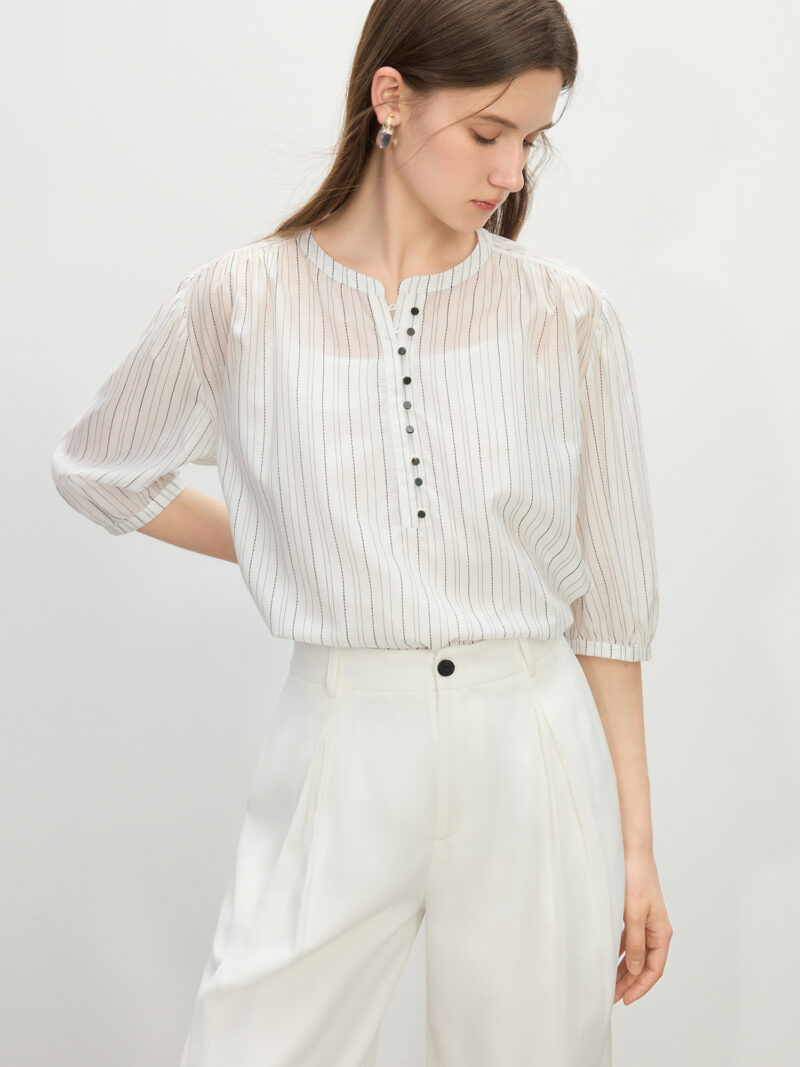 Summer Striped Short Sleeve Button-Down Shirt – Casual Lightweight Fit