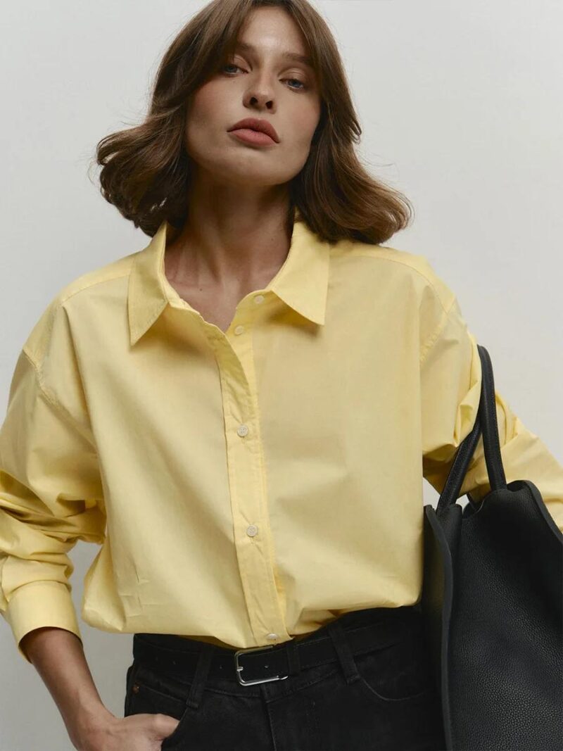 Women's Long Sleeve Cotton Chiffon Shirt – Loose Fit Office Casual Top - Image 3