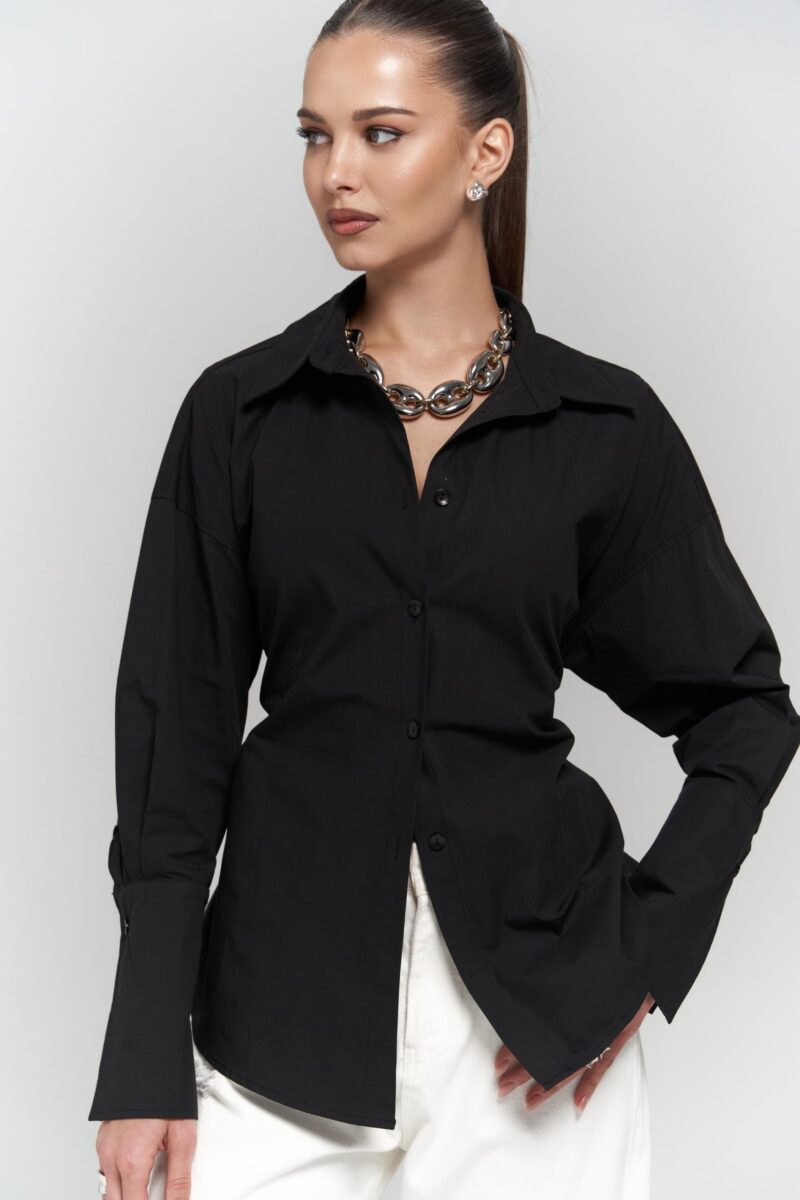 White Slim Fit Tie-Up Cotton Shirt – Long Sleeve Office Casual Wear - Image 6