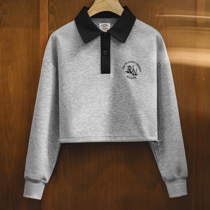 Retro Embroidered Polo Sweatshirt for Women - Image 5