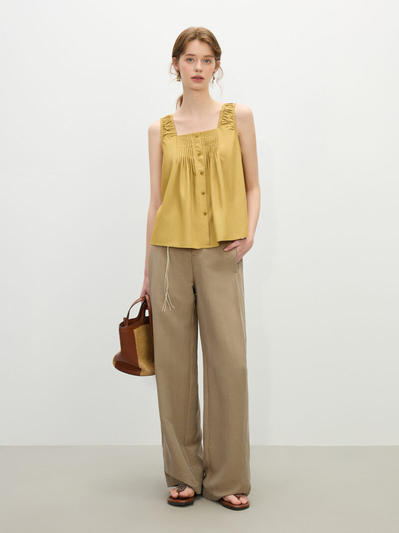 Summer Women's Textured Linen Camisole – Relaxed Fit Casual Tank Top - Image 4