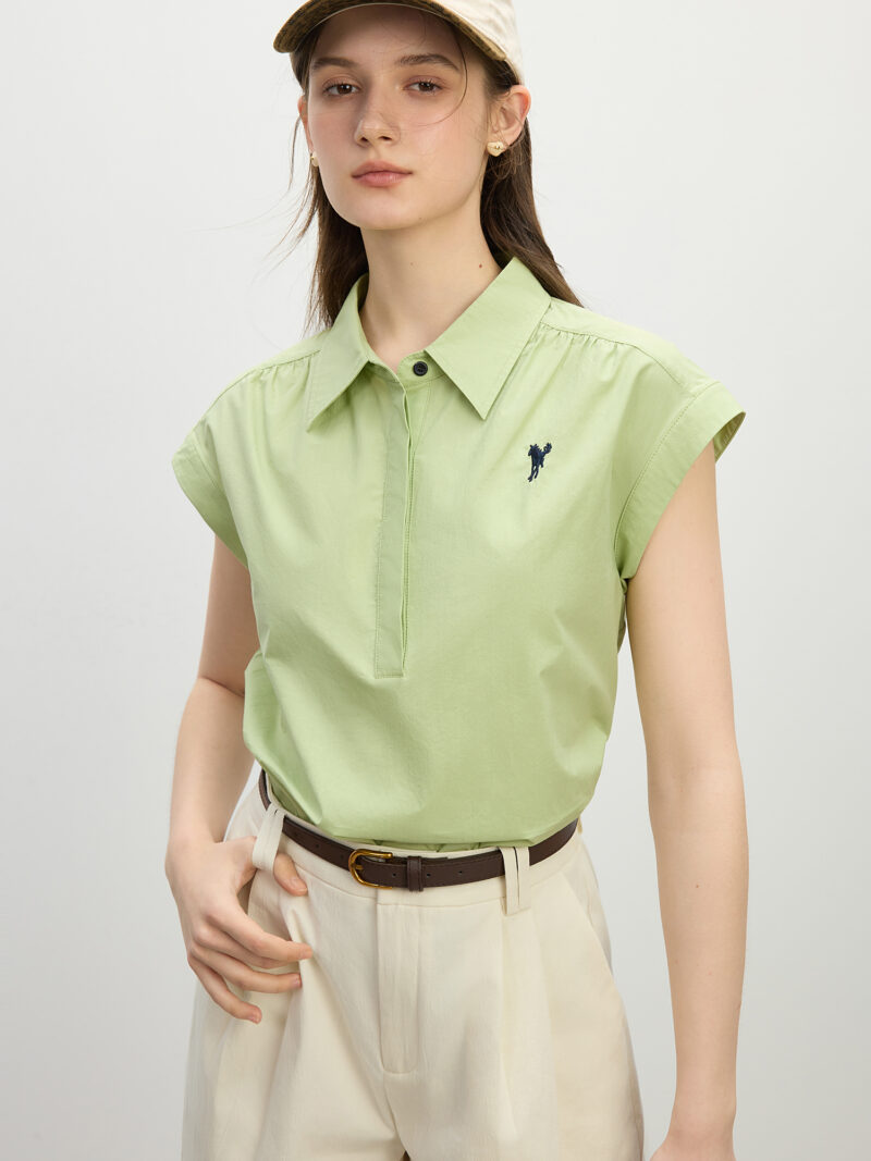 Chic Cotton Sleeveless Polo Shirt for Women – Summer Casual Top - Image 5