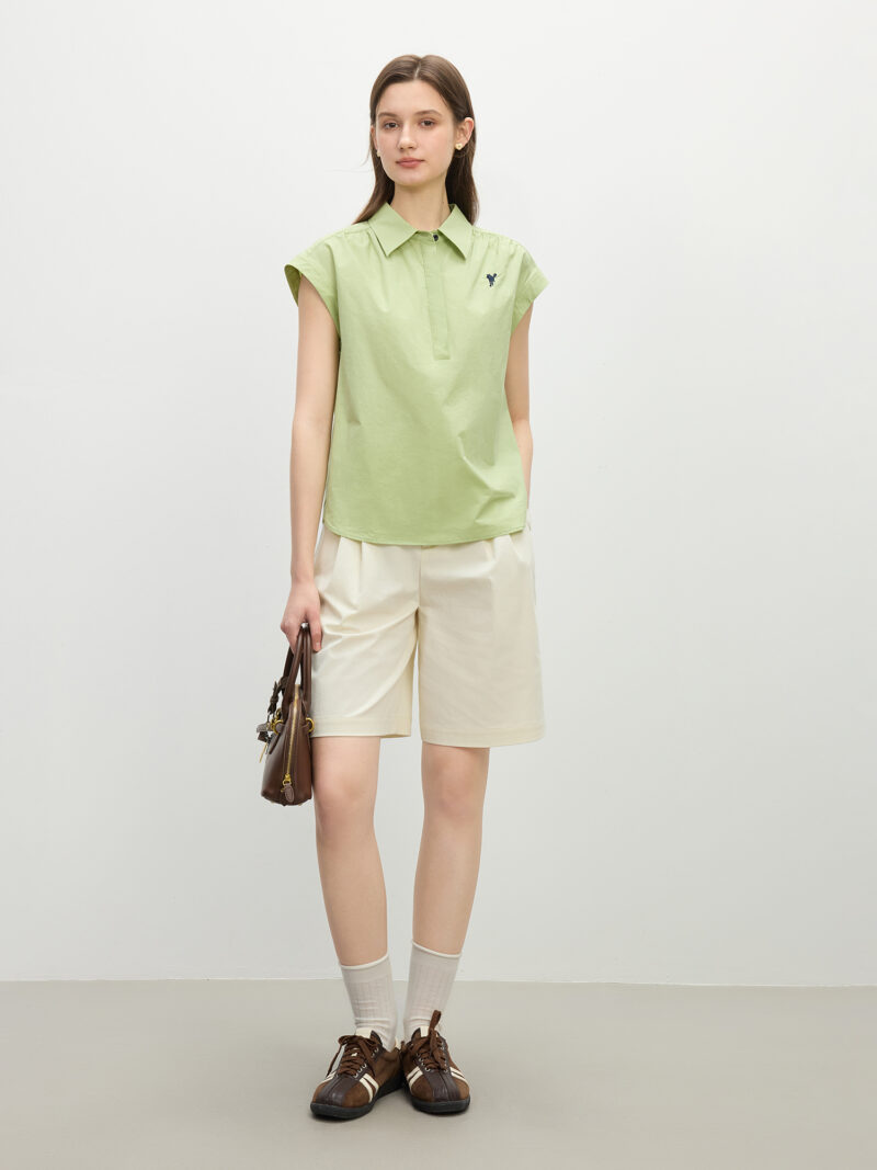 Chic Cotton Sleeveless Polo Shirt for Women – Summer Casual Top - Image 2