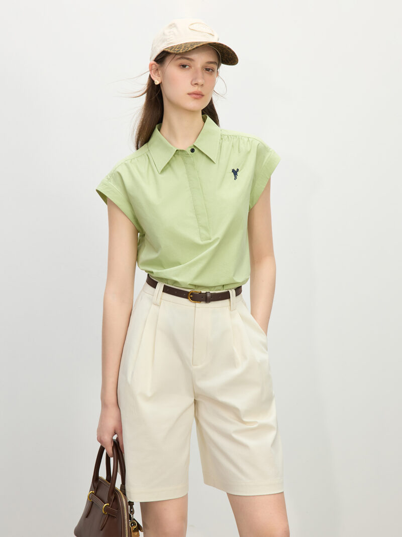 Chic Cotton Sleeveless Polo Shirt for Women – Summer Casual Top - Image 4