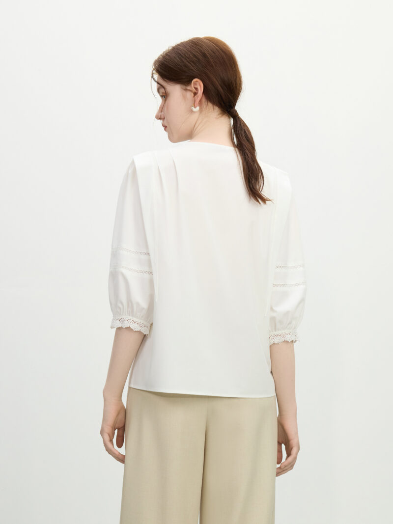 Elegant French Lace Lantern Sleeve Blouse – Summer Casual Chic - Image 5