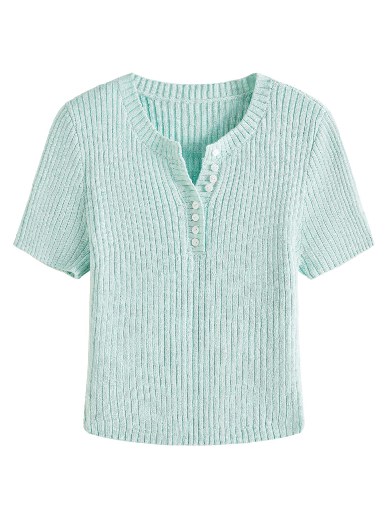 Grey Slim Fit Knitted T-Shirt for Women - Image 9