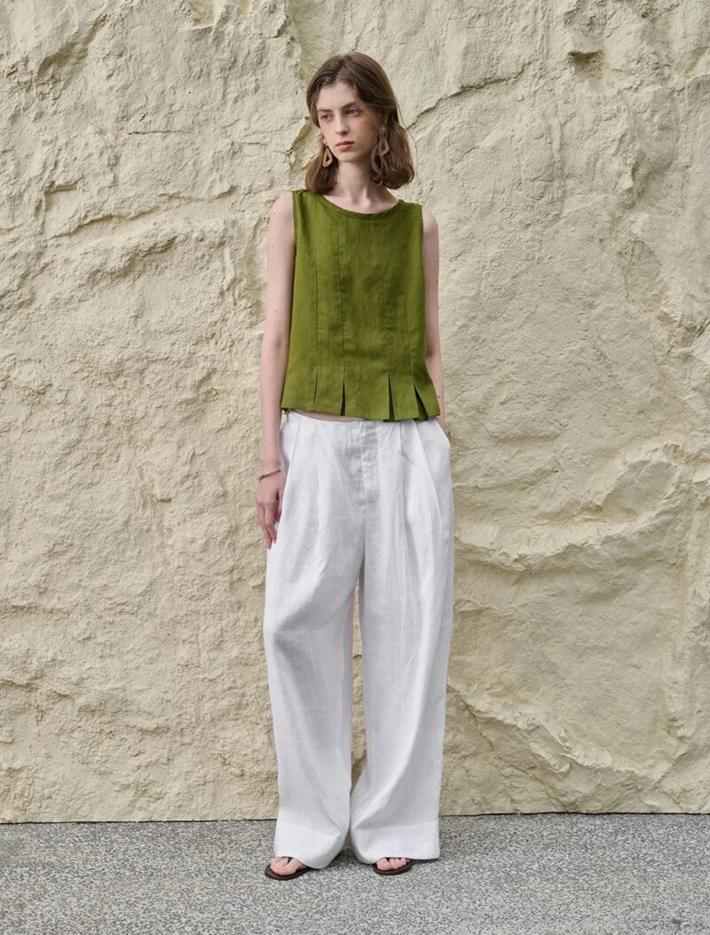 Women's Summer Pleated Linen Tank Top - Image 5