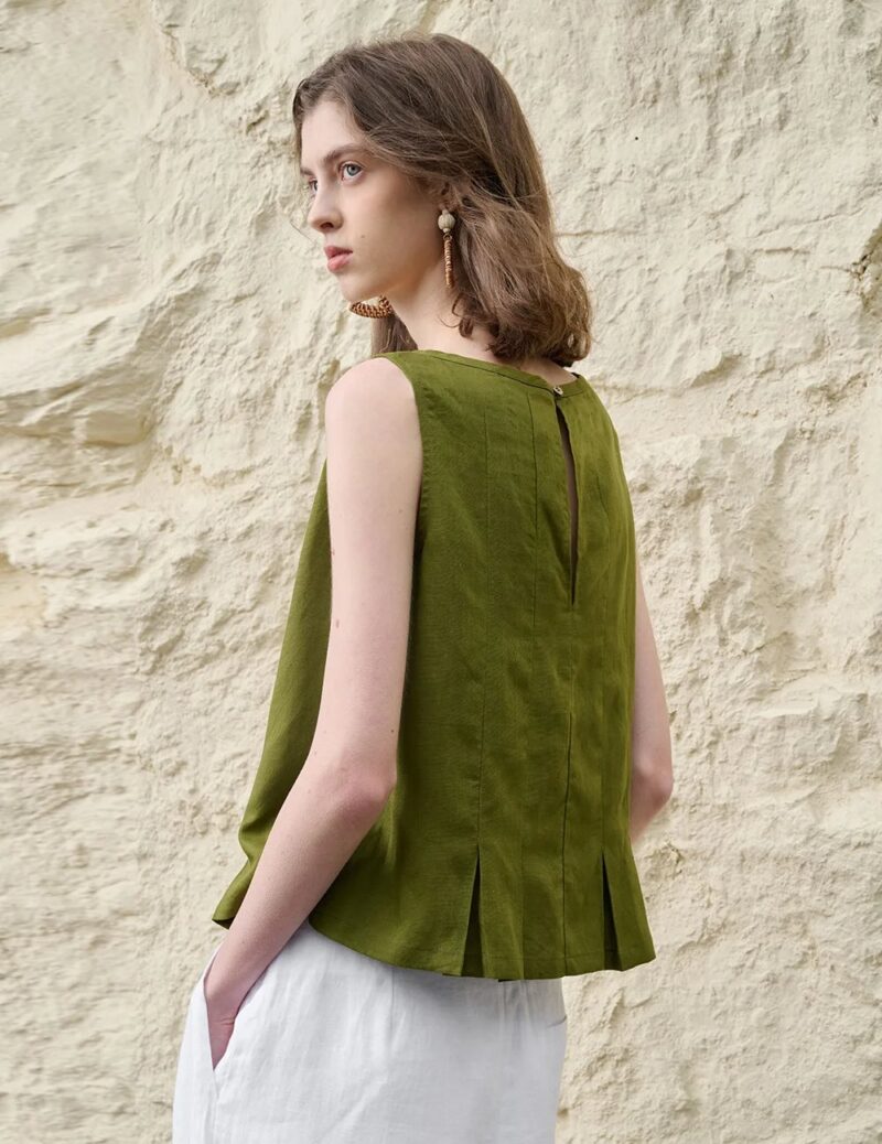 Women's Summer Pleated Linen Tank Top - Image 7