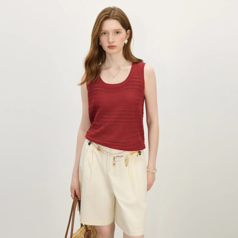 Summer Knit U-Neck Hollow Vest Camisole for Women