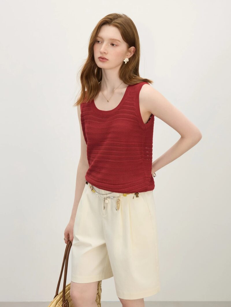 Summer Knit U-Neck Hollow Vest Camisole for Women - Image 3