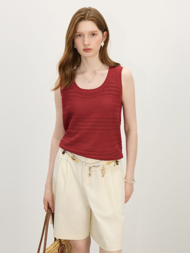 Summer Knit U-Neck Hollow Vest Camisole for Women - Image 2