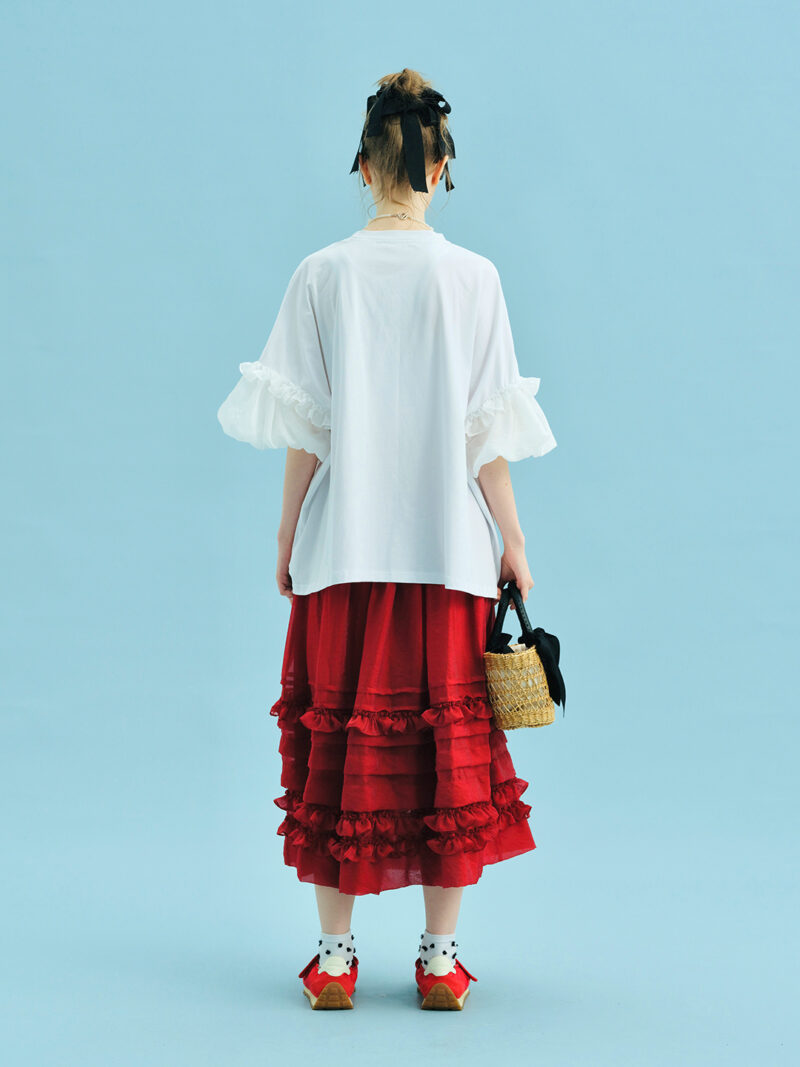 Summer Cotton Loose Fit Lantern Sleeve Top with Lace Detail - Image 6