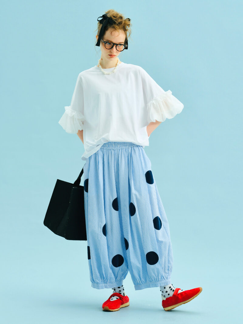Summer Cotton Loose Fit Lantern Sleeve Top with Lace Detail - Image 2