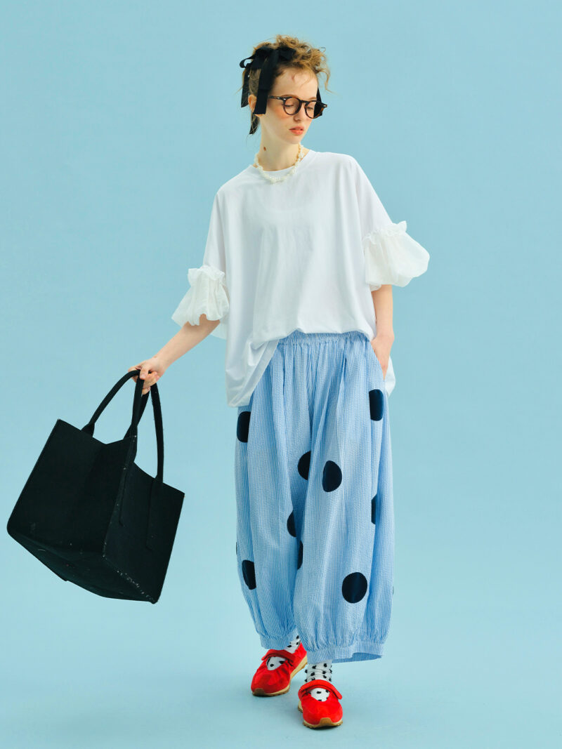 Summer Cotton Loose Fit Lantern Sleeve Top with Lace Detail - Image 3