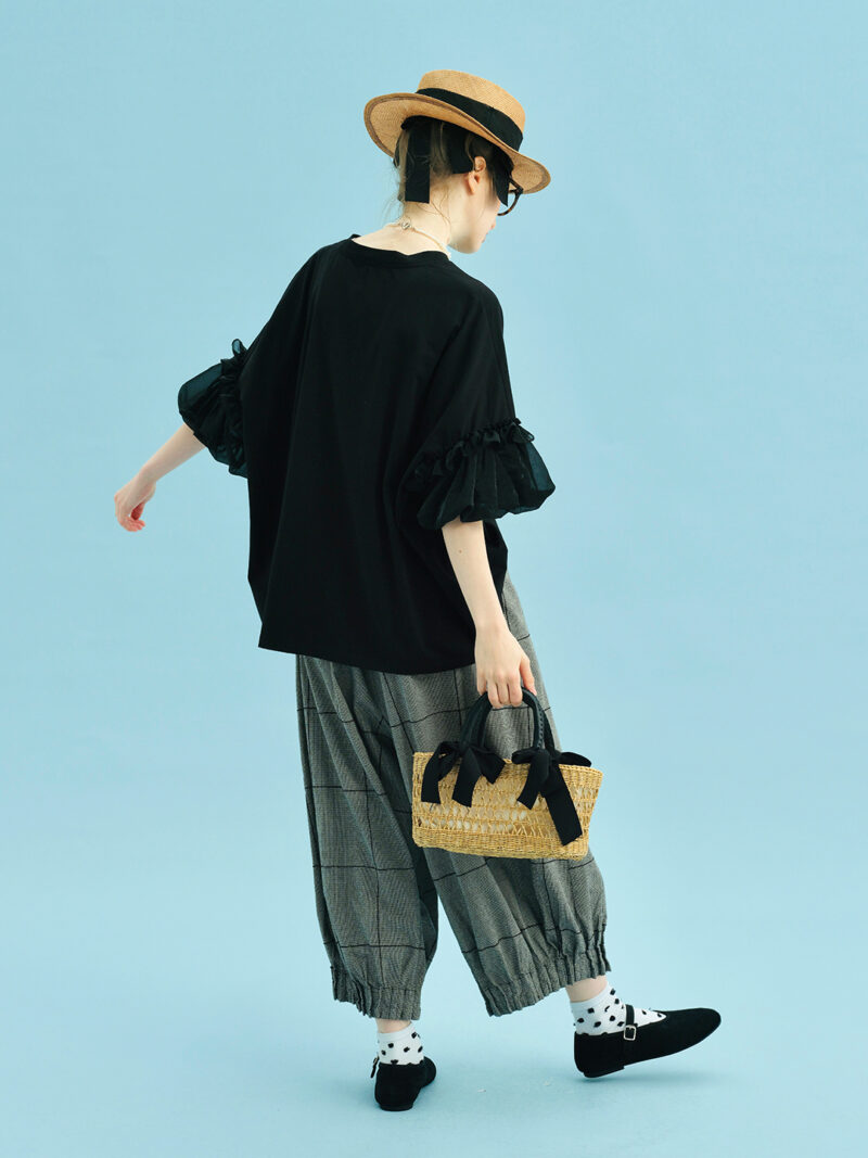 Summer Cotton Loose Fit Lantern Sleeve Top with Lace Detail - Image 4