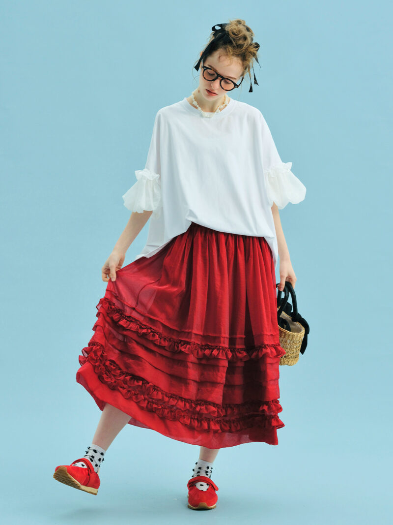 Summer Cotton Loose Fit Lantern Sleeve Top with Lace Detail - Image 7