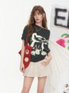 Chic Off-Shoulder Fruit Print T-Shirt for Women