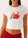 Floral Print Slim Fit Crop Top for Women
